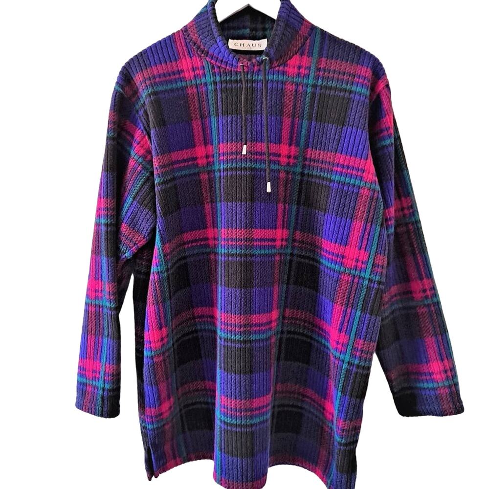 Chaus Purple Multicolored High Neck Long Sleeve Fleece Top - L (Boys)